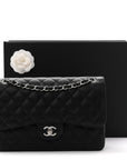 Caviar Quilted Jumbo Double Flap Black