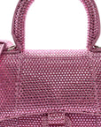 Strass Suede Hourglass Top Handle Bag XS Pink