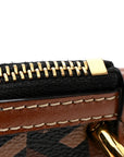 Coated Canvas Medium La Greca Signature Pouch Black Caramel