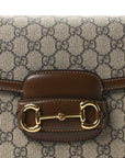 GG Supreme Monogram Horsebit 1955 Shoulder Bag Beige Brown Sugar
