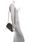 Velvet Matelasse Crystal Star Embroidered Small GG Marmont Chain Shoulder Bag Black