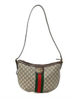 GG Supreme Monogram Web Small Ophidia Half Moon Hobo Brown
