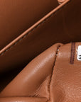 Lambskin Quilted Medium Double Flap Brown
