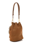 Re-Nylon Saffiano Stitched Re-Edition 1995 Chaine Drawstring Bucket Bag Brandy