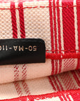 Canvas Embroidered Mykonos Large Striped Book Tote Red