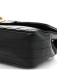 Lambskin Chevron Quilted Mini Rectangular Flap Black