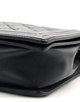 Calfskin Double Stitch Large Boy Flap Navy Blue