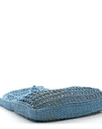 Yarn Raffia Effect Crochet Logo Embroidered Tote Bag Celeste