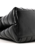 Calfskin Y Quilted Monogram Medium Loulou Chain Satchel Black