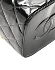 Patent Quilted Top Handle Vanity Case Black