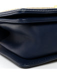Calfskin Chevron Quilted Braided Small Boy Flap White Navy