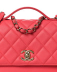 Caviar Quilted Small Business Affinity Flap Dark Pink
