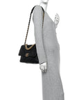 Goatskin Quilted Large CHNL 19 Flap Black