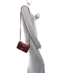 Lambskin Quilted CHNL 19 Wallet On Chain WOC Burgundy