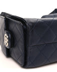 Metallic Caviar Quilted Mini CHNL 25 Handbag Dark Blue