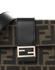 Recycled Fabric Jacquard Vitello Grace FF 1974 Baguette Belt Pouch Tobacco Moro Black