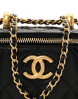 Calfskin Quilted Mini Perfect Fit Vanity Case With Chain Black
