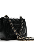 Lambskin Quilted Mini Square Flap Black