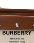 Smooth Calfskin Canvas Horseferry Print Mini Title Bag with Pocket Natural Malt Brown