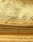 Metallic Satin Lambskin Intrecciato Long Andiamo Top Handle Clutch Gold