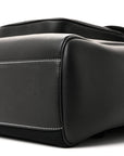 Grained Calfskin Saddle Drawstring Backpack Black