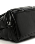 Lambskin Quilted Small Loulou Puffer Monogram Chain Satchel Black