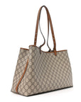 GG Supreme Monogram Emblem Large Tote Bag Beige Dark Brown