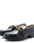 Glossy Calfskin Monsieur Loafers 37.5 Navy Blue