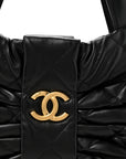 Lambskin Quilted Bow Bag Black
