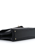 Lambskin Chevron Stitched Medium Envelope Flap Black