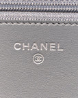 Caviar Chevron Quilted Boy Wallet On Chain WOC Grey