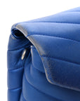 Metallic Calfskin Y Quilted Monogram Toy Loulou Crossbody Bag Blue Royal