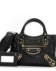 Chevre Gold Metallic Edge Hardware Mini City Black