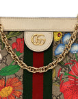 GG Supreme Monogram Flora Web Small Ophidia Chain Shoulder Bag White