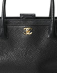 Calfskin Cerf Executive Shopper Tote Black