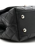 Caviar Quilted Mini Coco Handle Flap Black