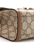 GG Supreme Monogram Small Padlock Top Handle Shoulder Bag Beige Ebony Dark Brown