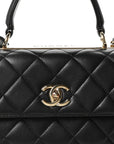 Lambskin Quilted Small Trendy CC Dual Handle Flap Bag Black