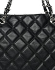 Aged Calfskin Quilted Large Cotton Club Tote Black