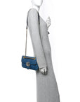 Denim Matelasse Mini Pearly GG Marmont Shoulder Bag Blue