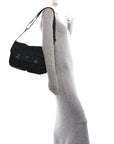 Tessuto Nylon Saffiano Double Buckle Messenger Shoulder Bag Black