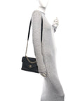Lambskin Chevron Stitched Medium Envelope Flap Black