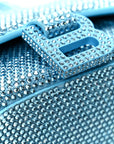 Strass Suede Hourglass Top Handle Bag XS Light Blue
