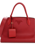 Saffiano Cuir Calfskin Medium Monochrome Top Handle Tote Fuoco