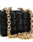 Lambskin Maxi Intreccio Padded Chain Cassette Crossbody Bag Black