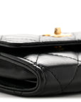 Lambskin Quilted Pearl Crush Clutch With Chain Black