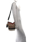 Canvas Mega Check Medium Ashby Bucket Bag Brown