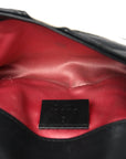 Calfskin Matelasse Super Mini GG Marmont Shoulder Bag Black White