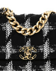 Tweed Quilted Large CHNL 19 Flap Black White