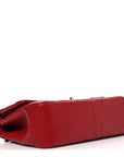 Caviar Quilted Jumbo Double Flap Dark Red